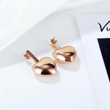 Bullion Gold Beating Heart Stud Earrings in Rose Gold