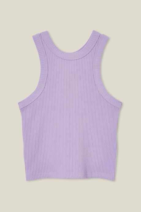 Cotton On Kids Girls Fitted Essential Tank - Lilac Drop Rib