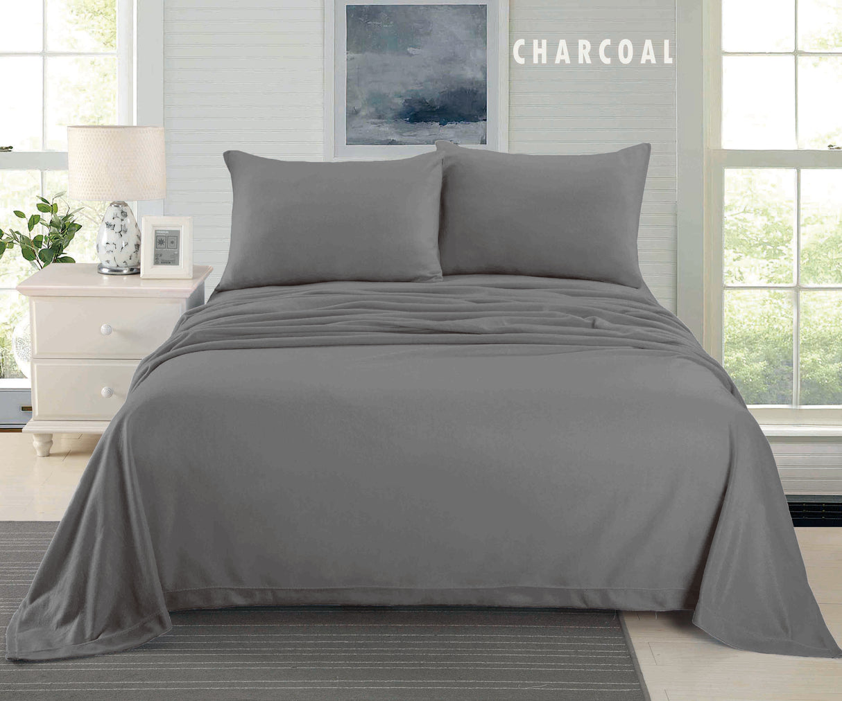 Cashmere Touch Flannelette Sheet Set -  Charcoal