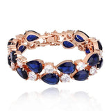 Bullion Gold 18ct Rose Gold Sapphire Bracelet - 16.5cm