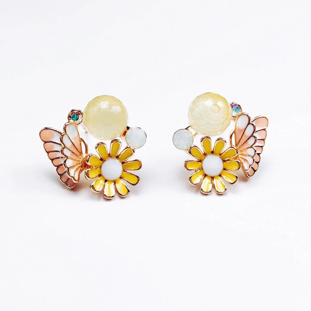 Krystal Couture Butterfly Floral Stud Earrings
