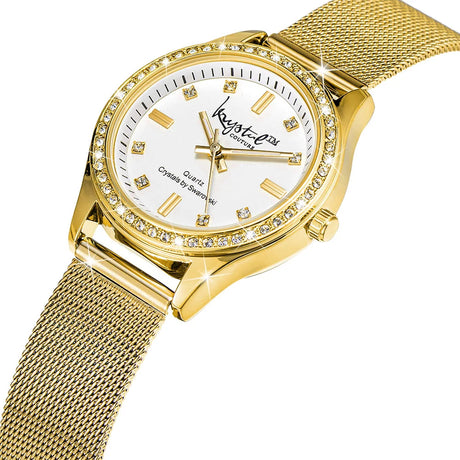Krystal Couture Sensational Lux Gold on White Watch Embellished with SWAROVSKI® Crystals