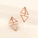 Bullion Gold Double Triangle Drop Earrings