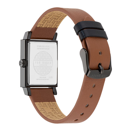 Ted Baker Mens Jaareth IP Black Tan Leather Watch
