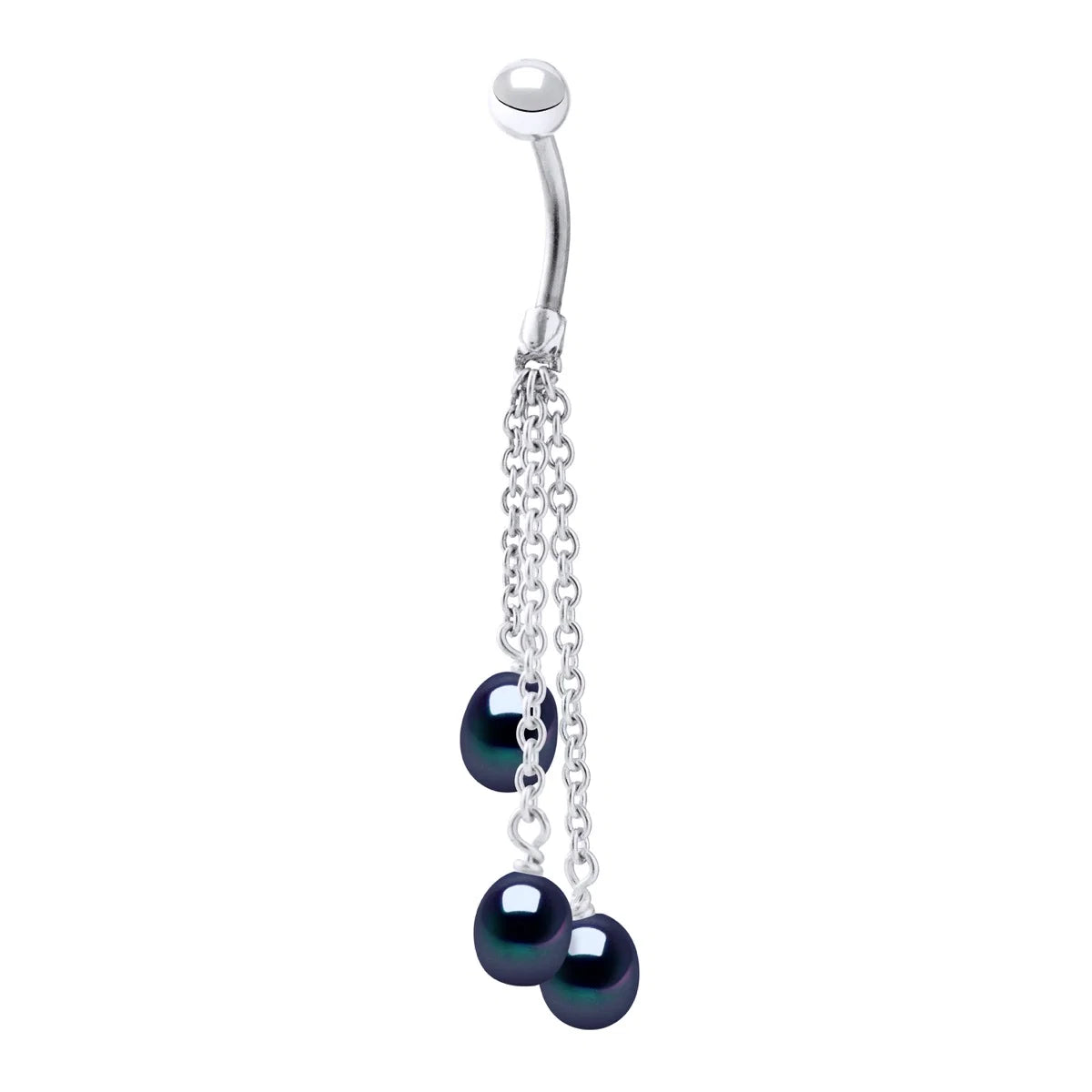 Jewellery 3 Pearl Drop Freshwater Pearl Black Sterling Silver