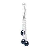 Jewellery 3 Pearl Drop Freshwater Pearl Black Sterling Silver