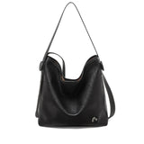 Nalandu Vintage Leather Slouchy Tote Bag - Black