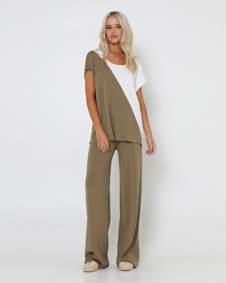 Lost In Lunar Women's Norah Knit Pants - Khaki