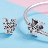 Solid 925 Sterling Silver Vintage Inspired Antique Alphabet Charm