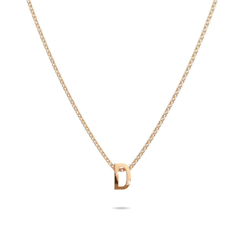 Bullion Gold Initials Brick Alphabet Letter Necklace Rose Gold Layered Steel Jewellery