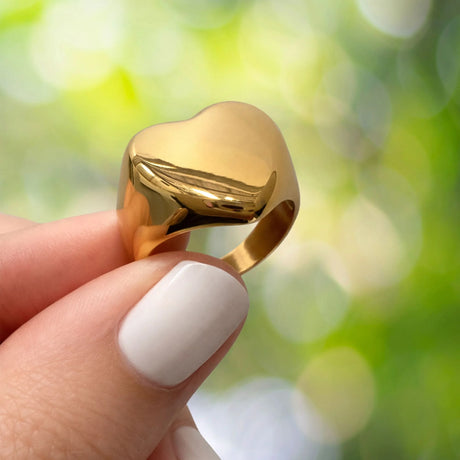 Bullion Gold Heart's Desire Signet Gold Layered Ring in 16mm
