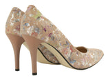 Bosccolo Womens High Heels - Flowers On Beige