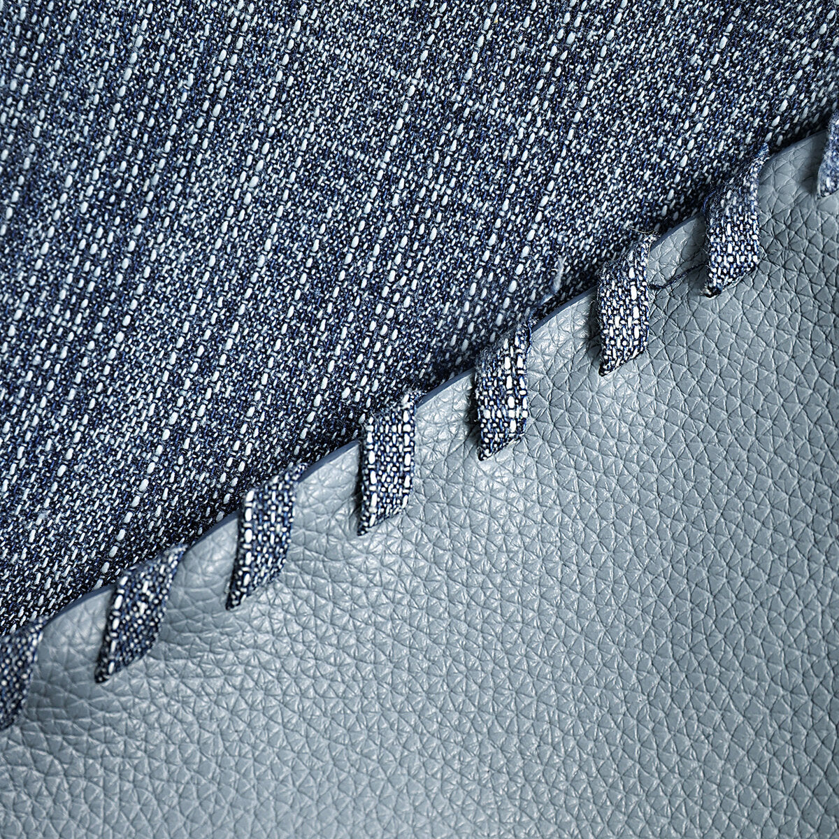 Textured Denim-Style Woven Hobo Tote Bag - Denim