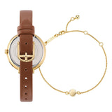 Ted Baker Womens Ammy Gold Tan Leather + Bracelet Set
