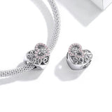 Solid 925 Sterling Silver Pinky Love CZ Charm