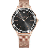 Krystal Couture Krystal Couture Geometric Mineral Glass Feat SWAROVSKI Crystal Watch Rose Gold Black