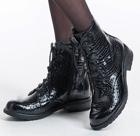 Bosccolo Womens Boots - Black Crocodile