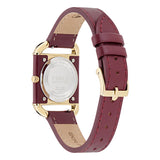 Furla Arco Square Gold-Tone Dark Red Leather Watch