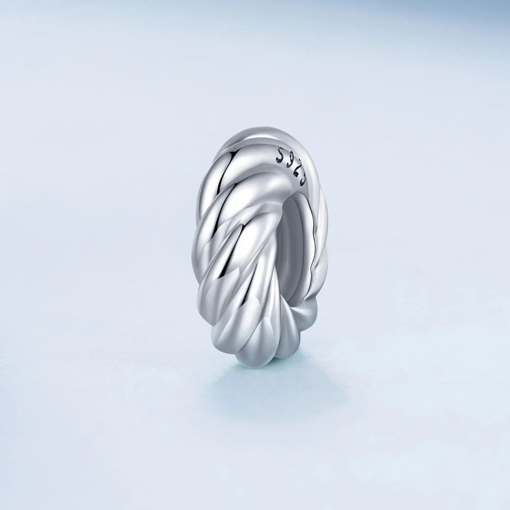 Solid 925 Signature Silver Twisted Bun Charm