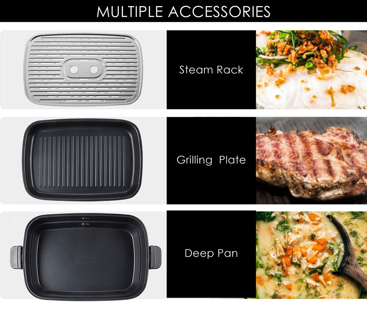TODO 1400W 3-in-1 Electric Multifunction Cooking Pot BBQ Grill Pan Hot Pot