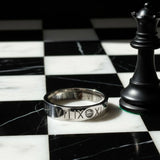 Bullion Gold Romanian Numeral Ring in White Gold
