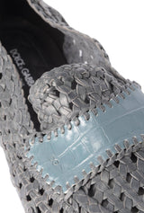 Dolce & Gabbana Men Braided Leather Flat Shoes