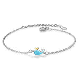 Ocean Inspired Cute Blue Whale Silver Bracelet