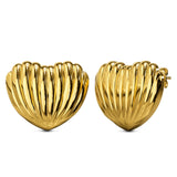 Bullion Gold Ridged Heart Gold layered Stud Earrings