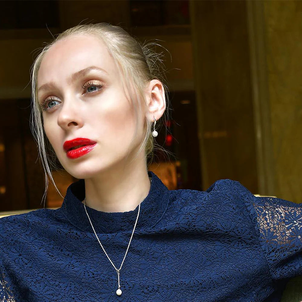 Krystal Couture Magnificent Pearl Drop Necklace Embellished with Swarovski Crystals