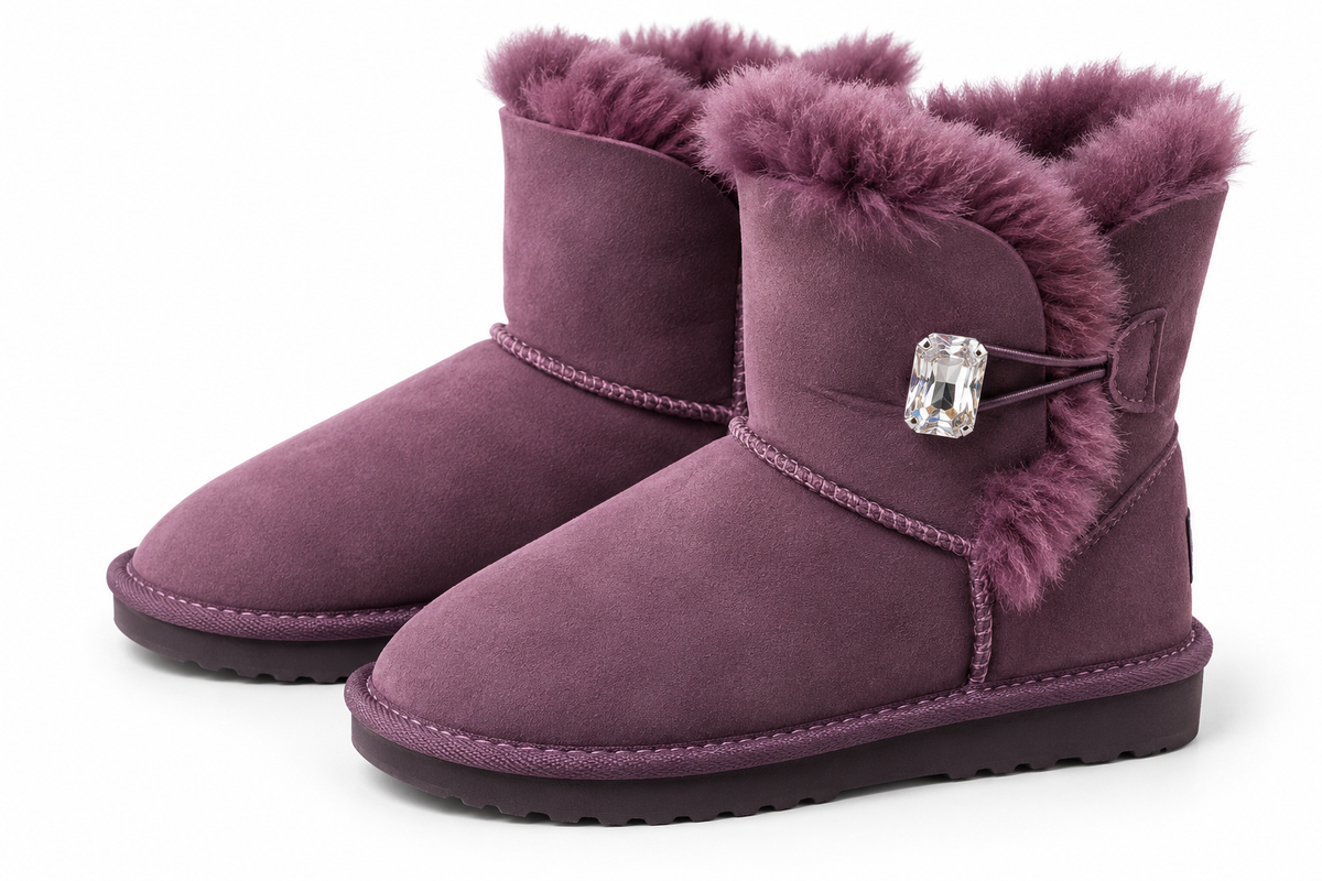 Australian Leather Ugg Swarovski Elements 1button - Purple - AU5