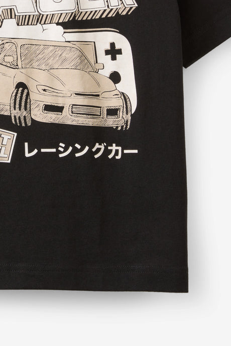 Cotton On Kids Boys Essentials Graphic Short Sleeve Tee - Black/Tokyo Racer