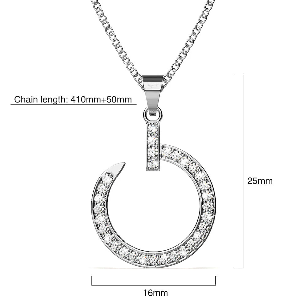 Krystal Couture Paradigm in Circle White Gold Pendant Necklace Embellished with Swarovski Crystals