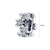Solid 925 Sterling Silver Festive Floral Pandora Inspired Bead Charm