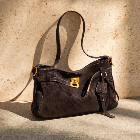 Nalandu Luxe Fortune Chime Slouch Shoulder Bag - Chocolate