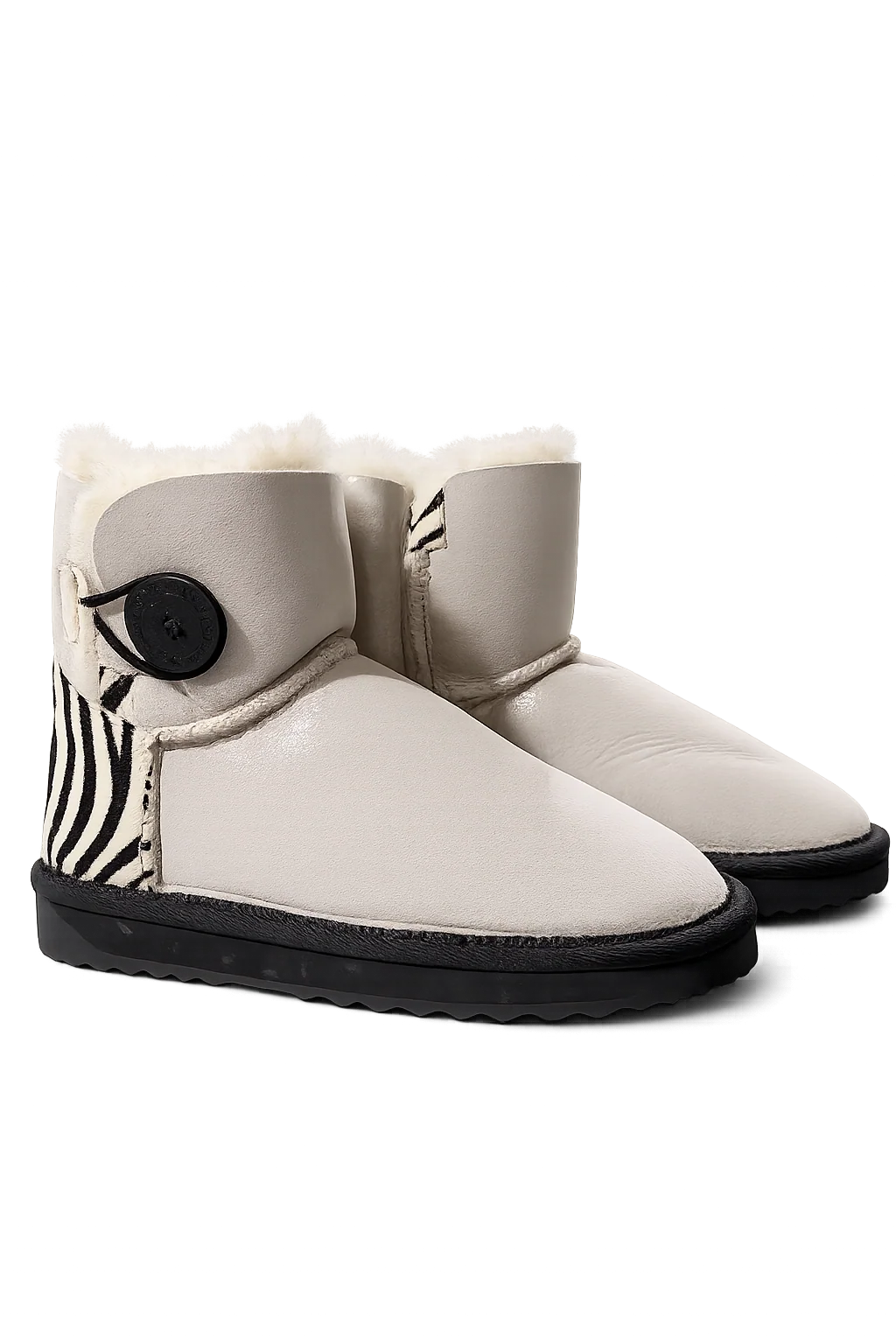 Australian Leather Ugg Kids Zebra 1Button Short - Light Grey - AU4
