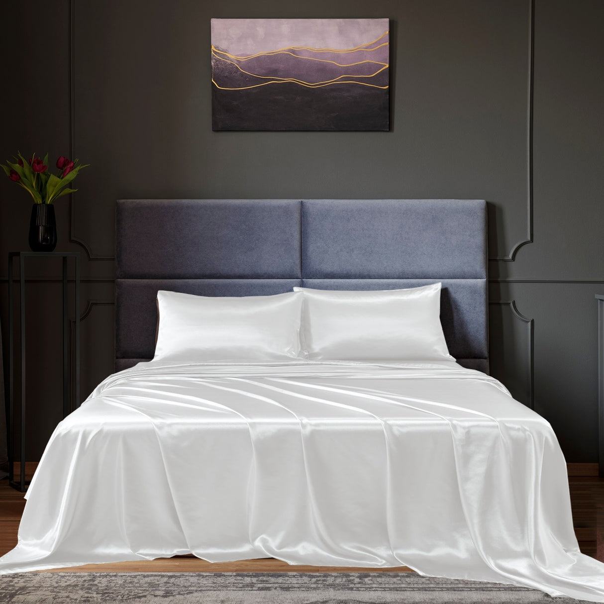 Royal Comfort 4pc Satin Sheet Set - White - King