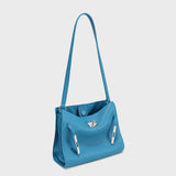TOGO Leather Turn-Lock Slouchy Tote-Soft Shoulder Handbag - Blue