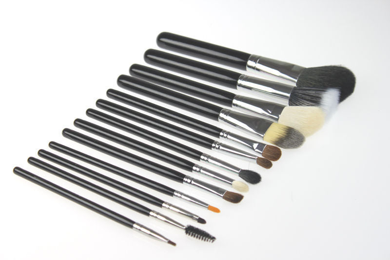 12 Piece Professional Makeup Brush Set Soft Bristle Carry Case Black