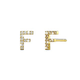 Solid 925 Sterling Silver Glamour Alphabet Letter Earrings Gold