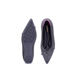 Butterfly Floral Knit Pointed Toe Ballet Flats - Charcoal
