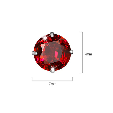 Solid 925 Sterling Silver Scarlet Diamond Round Cut Four Prong Stud Earrings