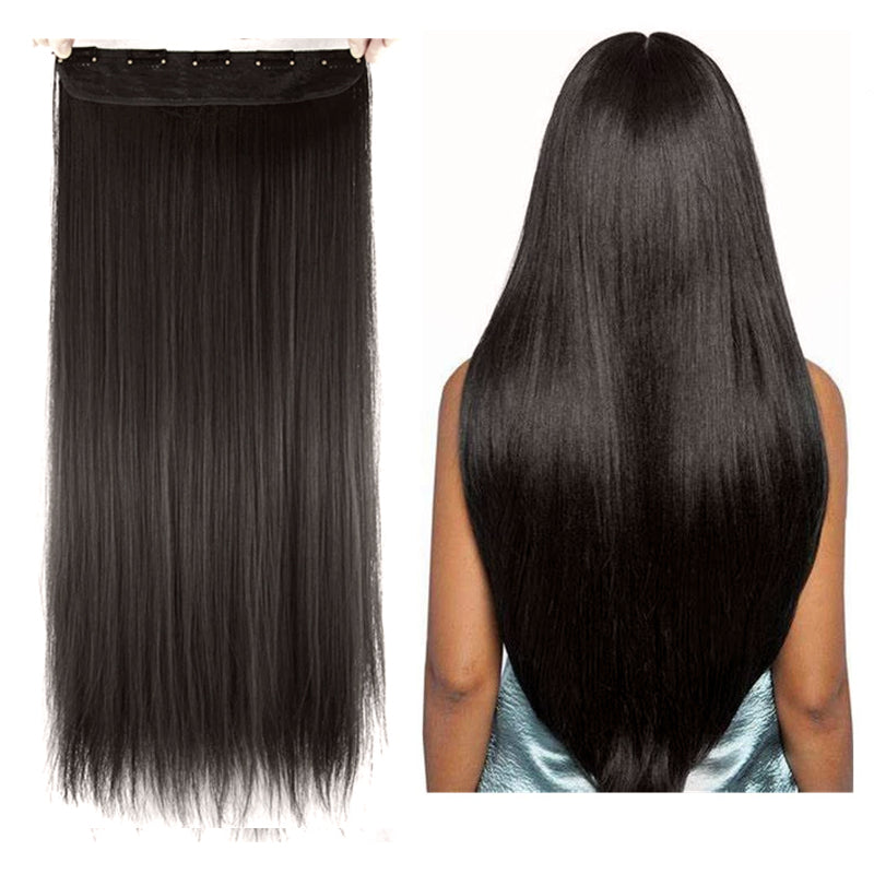 Dark Brown High Grade Synthetic Hair Extension Clip-In Straight Hair 5 Clips 22"