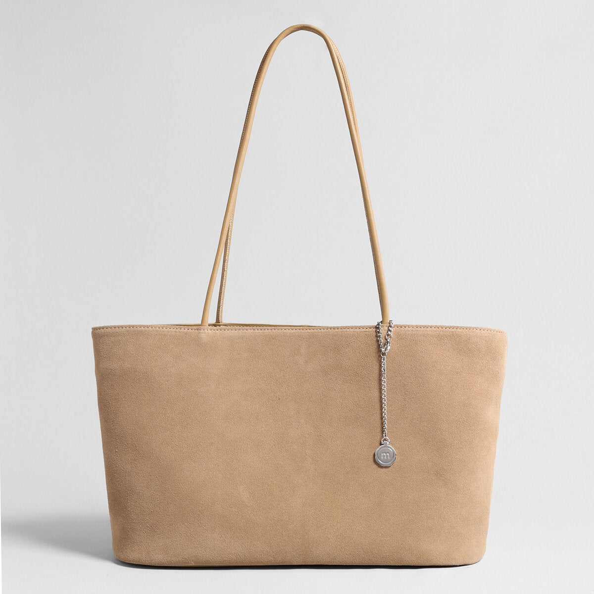 Suede Leather Large Tote Bag - Oat