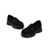 Paris Tweed Platform Loafers - Black