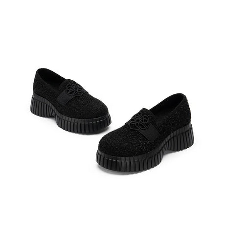 Paris Tweed Platform Loafers - Black