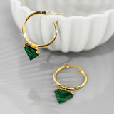 Bullion Gold Gorgeous Gold with Emerald Green Hoop Earrings