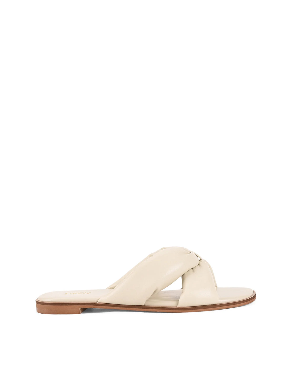Siren Flat Slides - Beige Leather
