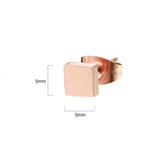 Bullion Gold Solid Shapes Stud Earrings Square Tile