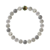 Tahitian Bracelet - Cloudy Quartz - Genuine Tahitian Cultured Pearl Circled 9-10 mm