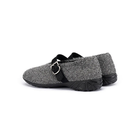 Fuzzy Mary Jane Flats - Grey